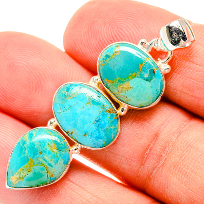Peruvian Chrysocolla Pendants handcrafted by Ana Silver Co - PD28968