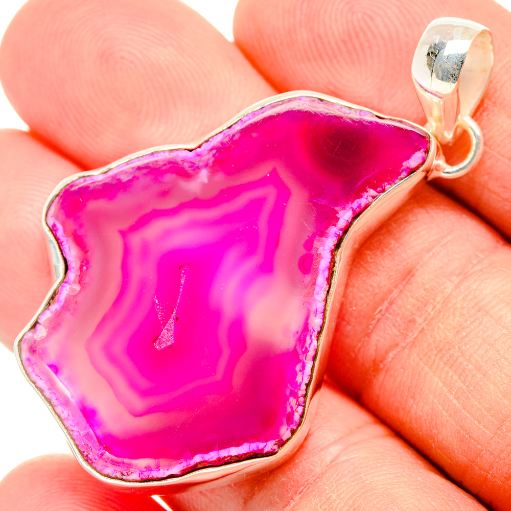 Pink Geode Slice Pendants handcrafted by Ana Silver Co - PD28973