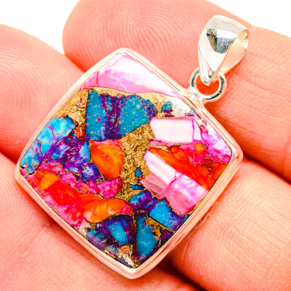 Kingman Pink Dahlia Turquoise Pendants handcrafted by Ana Silver Co - PD28977