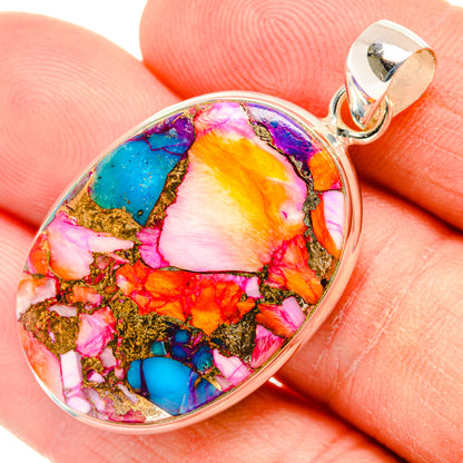 Kingman Pink Dahlia Turquoise Pendants handcrafted by Ana Silver Co - PD28991