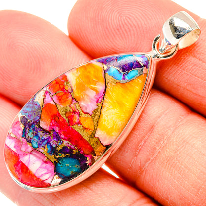 Kingman Pink Dahlia Turquoise Pendants handcrafted by Ana Silver Co - PD28994