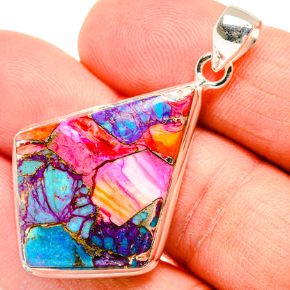 Kingman Pink Dahlia Turquoise Pendants handcrafted by Ana Silver Co - PD28996