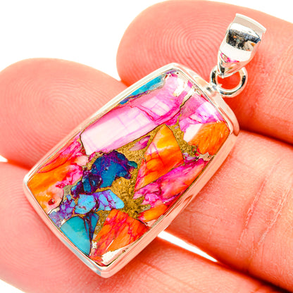 Kingman Pink Dahlia Turquoise Pendants handcrafted by Ana Silver Co - PD28999