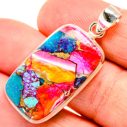 Kingman Pink Dahlia Turquoise Pendants handcrafted by Ana Silver Co - PD29000