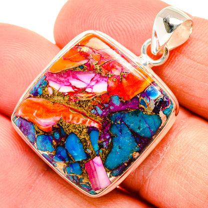 Kingman Pink Dahlia Turquoise Pendants handcrafted by Ana Silver Co - PD29005