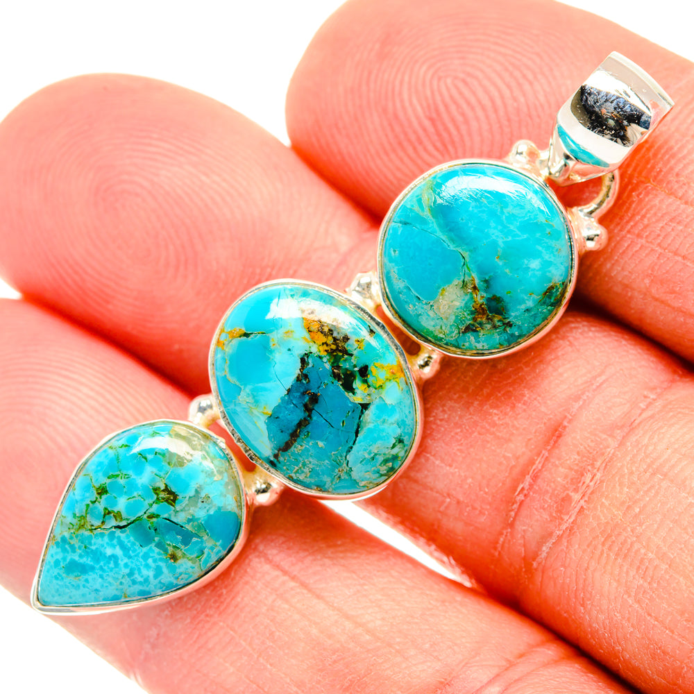 Peruvian Chrysocolla Pendants handcrafted by Ana Silver Co - PD29009