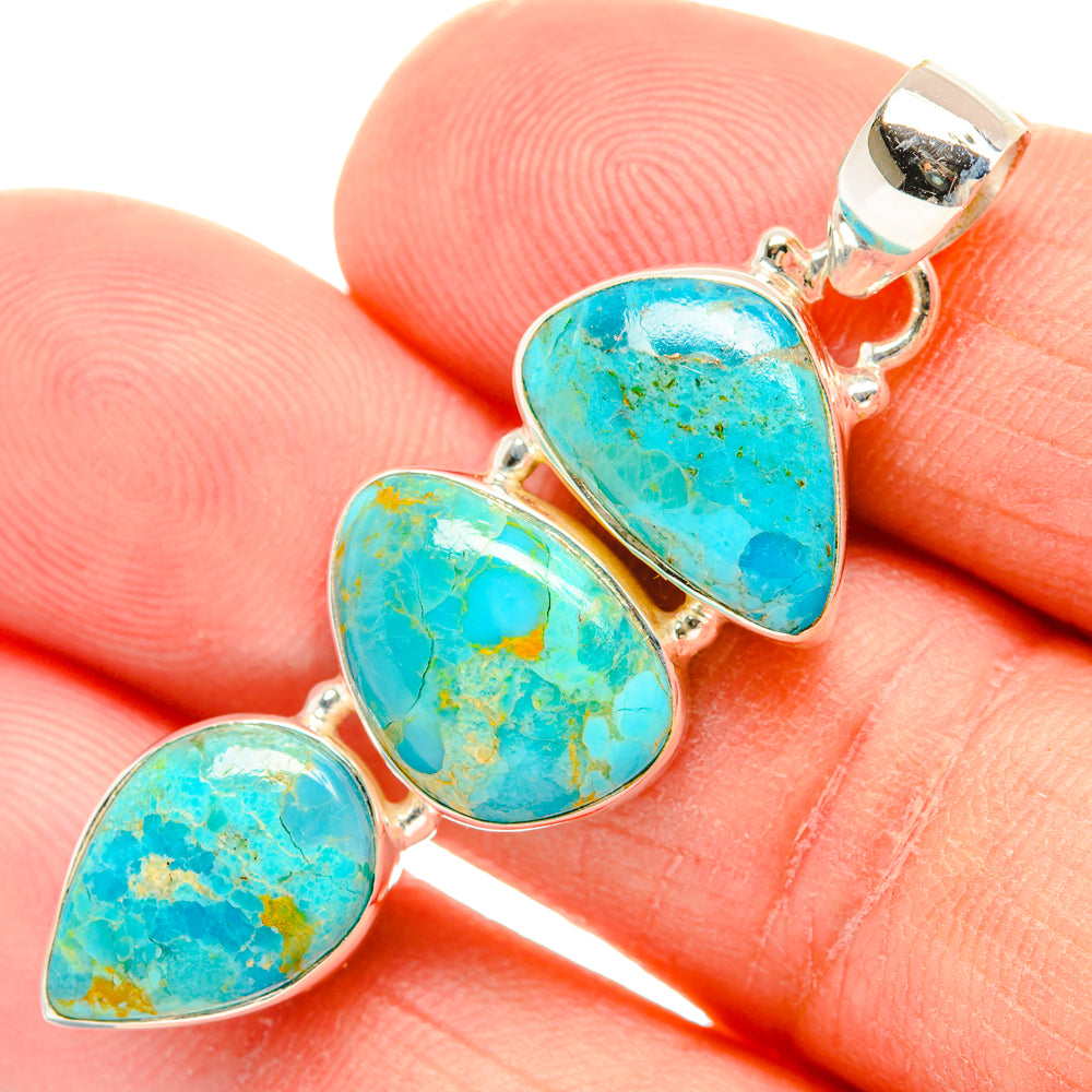 Peruvian Chrysocolla Pendants handcrafted by Ana Silver Co - PD29010