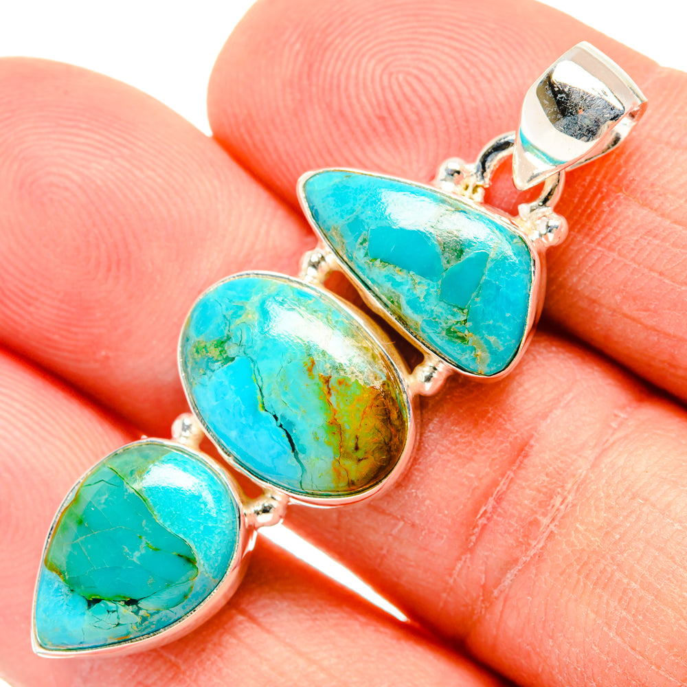Peruvian Chrysocolla Pendants handcrafted by Ana Silver Co - PD29011