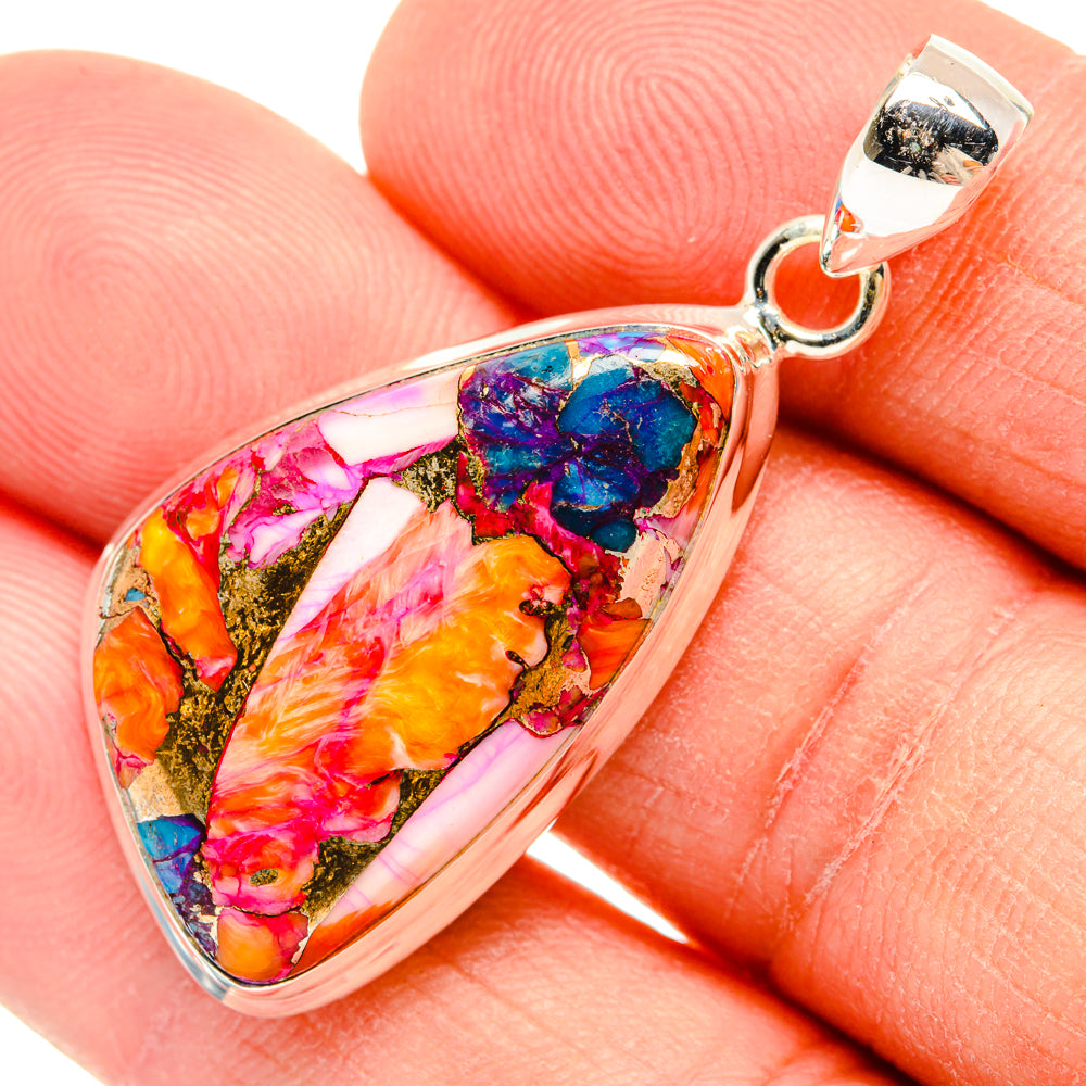 Kingman Pink Dahlia Turquoise Pendants handcrafted by Ana Silver Co - PD29021