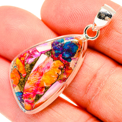 Kingman Pink Dahlia Turquoise Pendants handcrafted by Ana Silver Co - PD29021