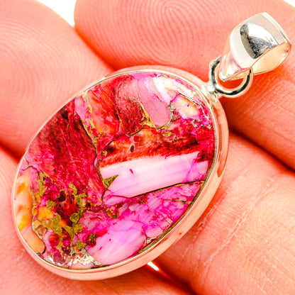 Kingman Pink Dahlia Turquoise Pendants handcrafted by Ana Silver Co - PD29028
