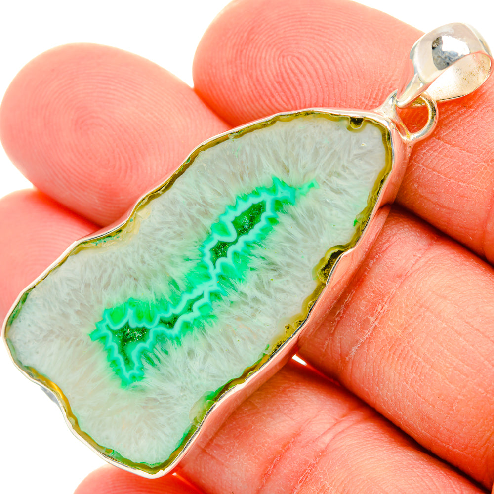 Green Geode Slice Pendants handcrafted by Ana Silver Co - PD29040