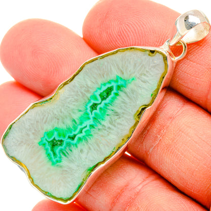 Green Geode Slice Pendants handcrafted by Ana Silver Co - PD29040
