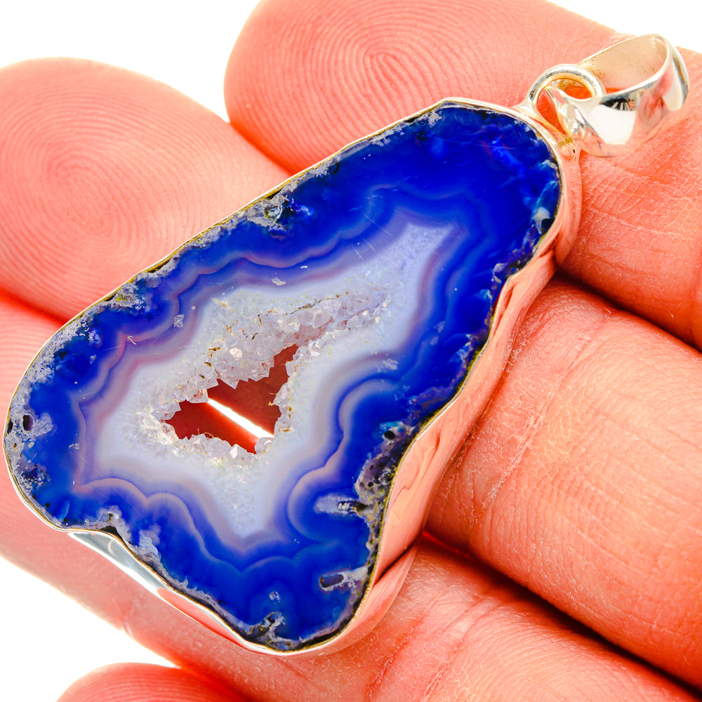 Blue Geode Slice Pendants handcrafted by Ana Silver Co - PD29042