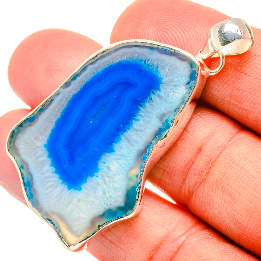 Blue Geode Slice Pendants handcrafted by Ana Silver Co - PD29043