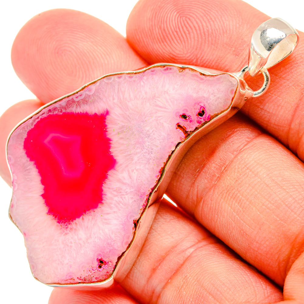 Pink Geode Slice Pendants handcrafted by Ana Silver Co - PD29044