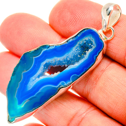 Blue Geode Slice Pendants handcrafted by Ana Silver Co - PD29045