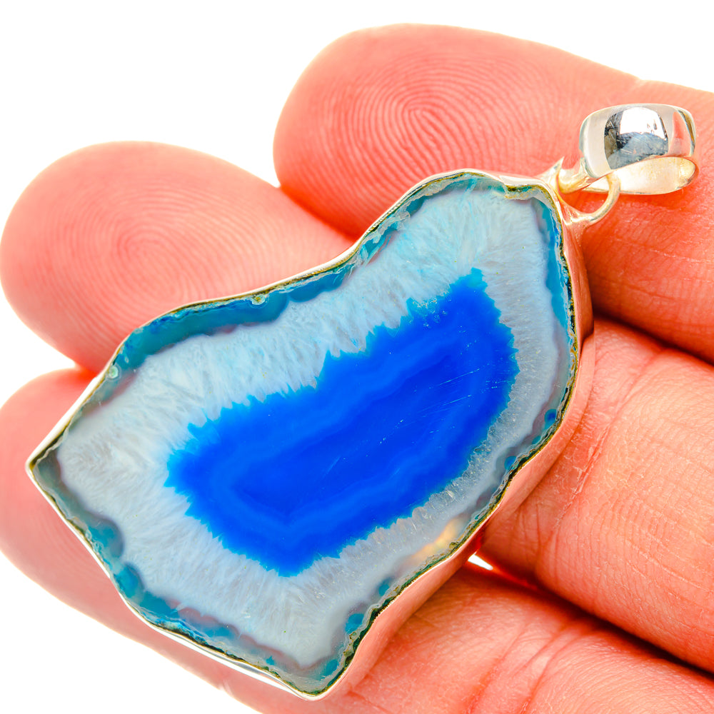 Blue Geode Slice Pendants handcrafted by Ana Silver Co - PD29047