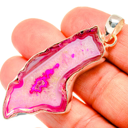 Pink Geode Slice Pendants handcrafted by Ana Silver Co - PD29051