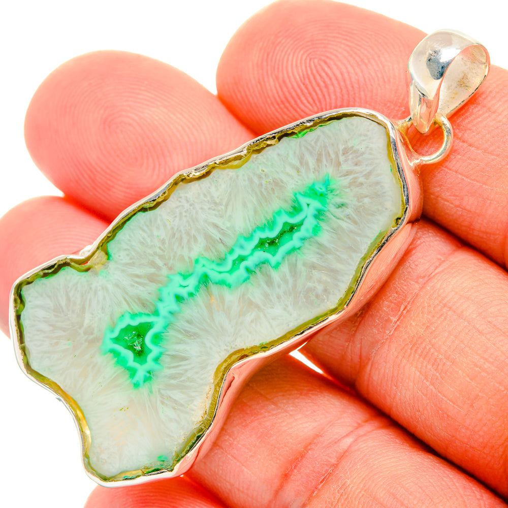 Green Geode Slice Pendants handcrafted by Ana Silver Co - PD29052