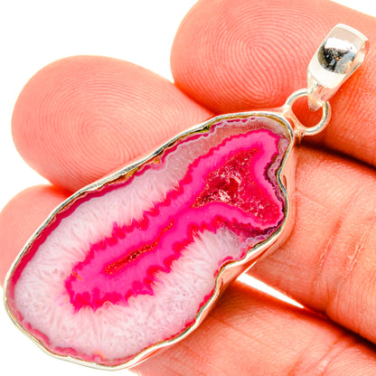 Pink Geode Slice Pendants handcrafted by Ana Silver Co - PD29056