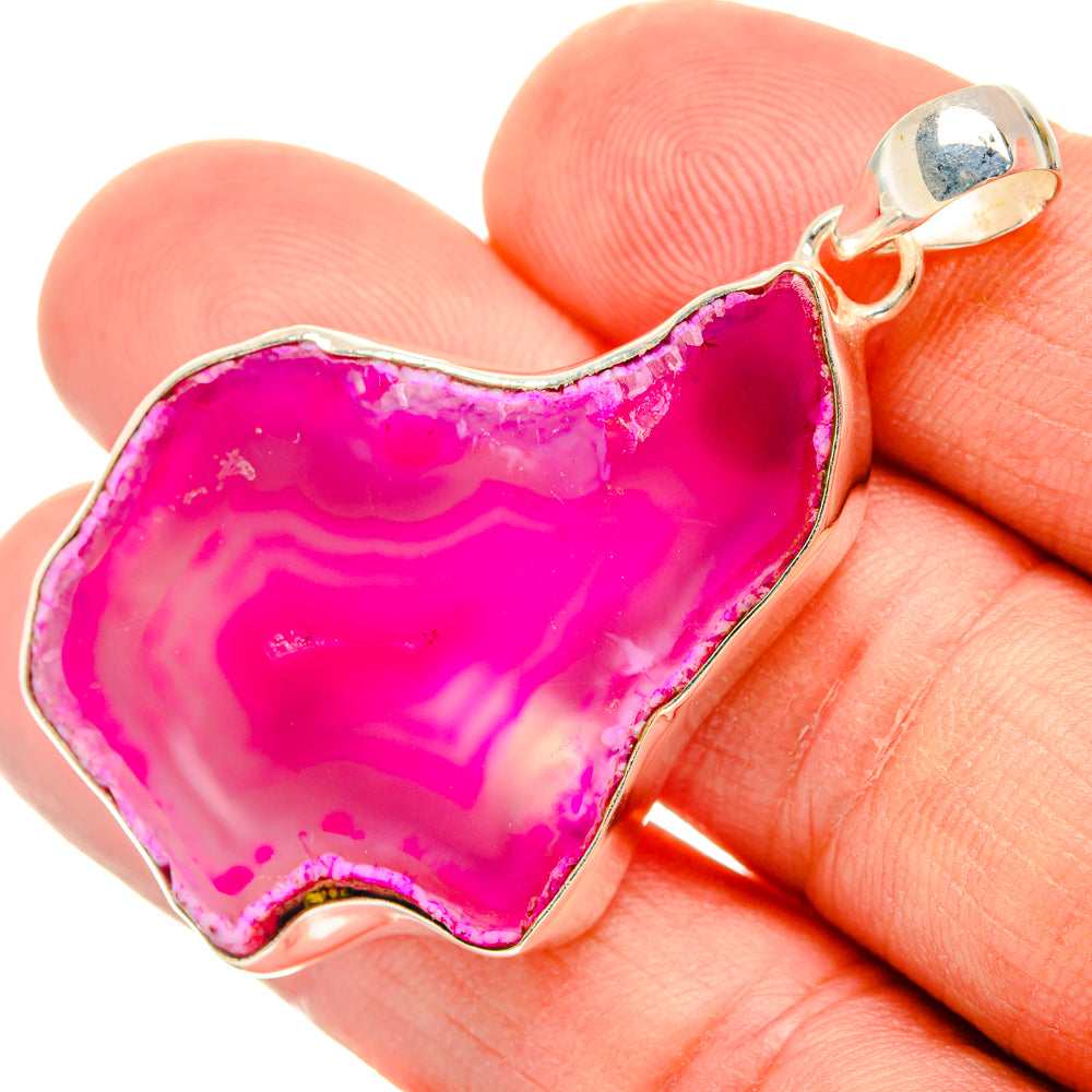 Pink Geode Slice Pendants handcrafted by Ana Silver Co - PD29057