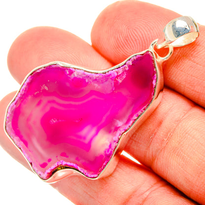 Pink Geode Slice Pendants handcrafted by Ana Silver Co - PD29057