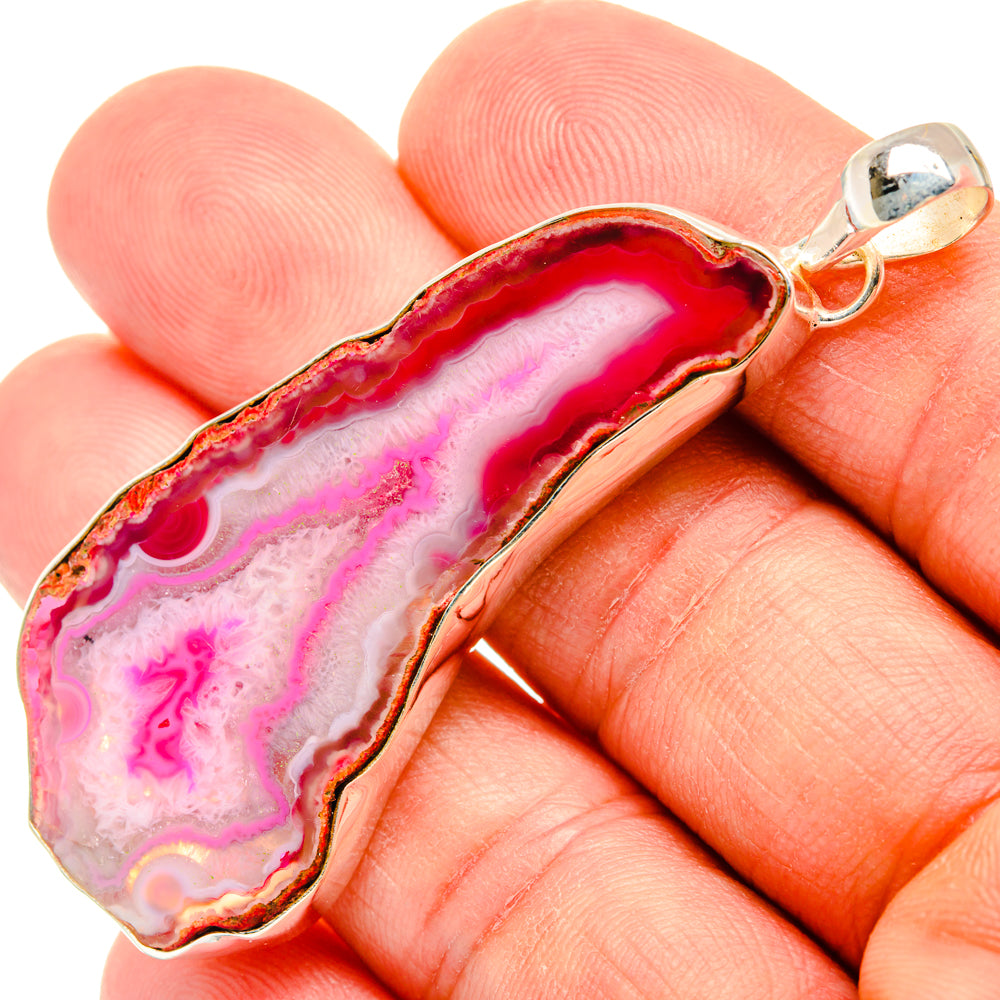 Pink Geode Slice Pendants handcrafted by Ana Silver Co - PD29058