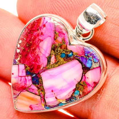 Kingman Pink Dahlia Turquoise Pendants handcrafted by Ana Silver Co - PD29059