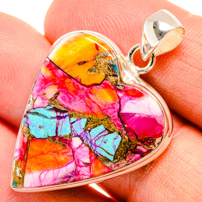 Kingman Pink Dahlia Turquoise Pendants handcrafted by Ana Silver Co - PD29082