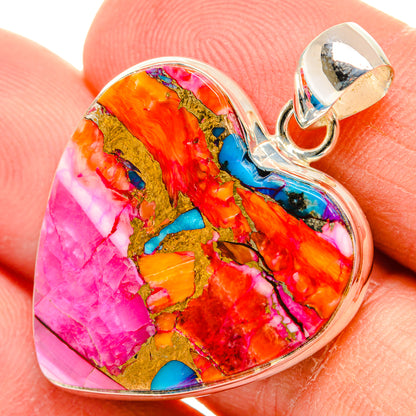 Kingman Pink Dahlia Turquoise Pendants handcrafted by Ana Silver Co - PD29083