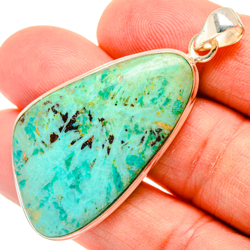 Peruvian Chrysocolla Pendants handcrafted by Ana Silver Co - PD29150