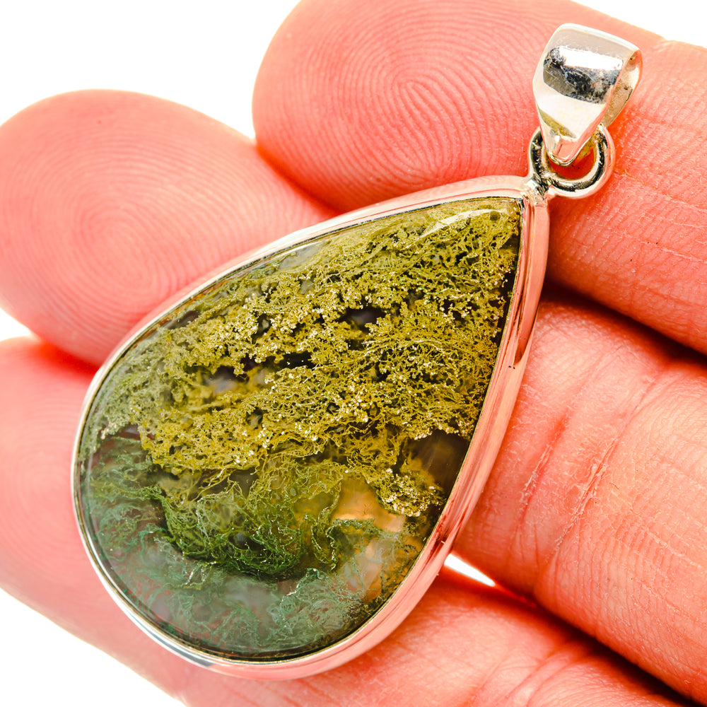 Green Moss Agate Pendants handcrafted by Ana Silver Co - PD29161