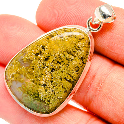 Green Moss Agate Pendants handcrafted by Ana Silver Co - PD29167