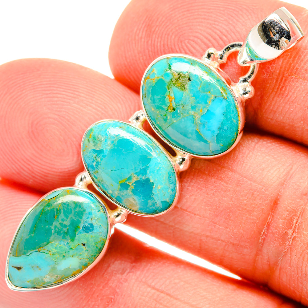 Peruvian Chrysocolla Pendants handcrafted by Ana Silver Co - PD29168