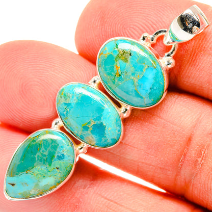 Peruvian Chrysocolla Pendants handcrafted by Ana Silver Co - PD29168