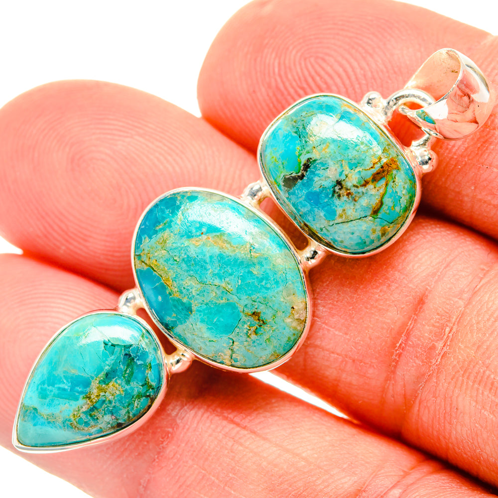 Peruvian Chrysocolla Pendants handcrafted by Ana Silver Co - PD29169
