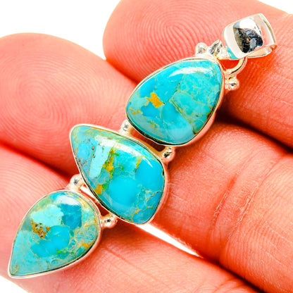 Peruvian Chrysocolla Pendants handcrafted by Ana Silver Co - PD29170