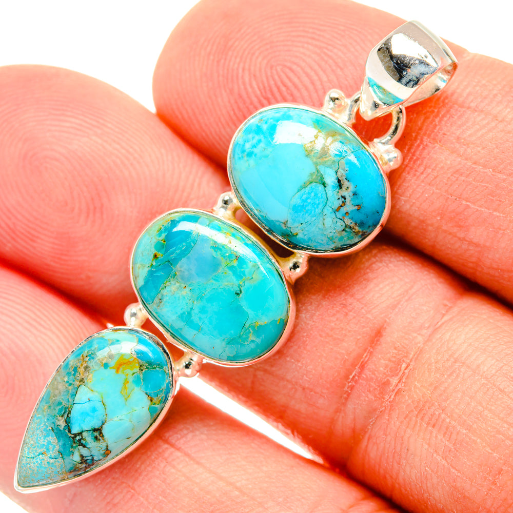 Peruvian Chrysocolla Pendants handcrafted by Ana Silver Co - PD29171