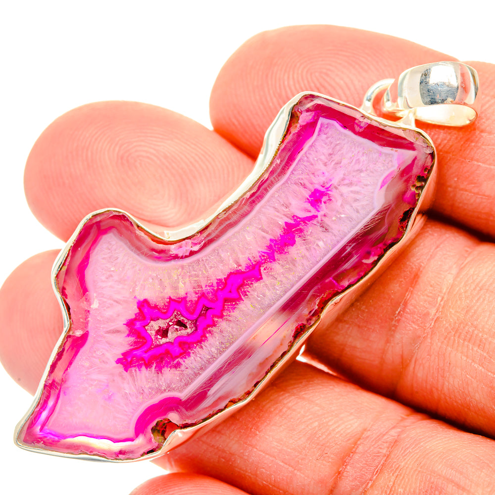 Pink Geode Slice Pendants handcrafted by Ana Silver Co - PD29174
