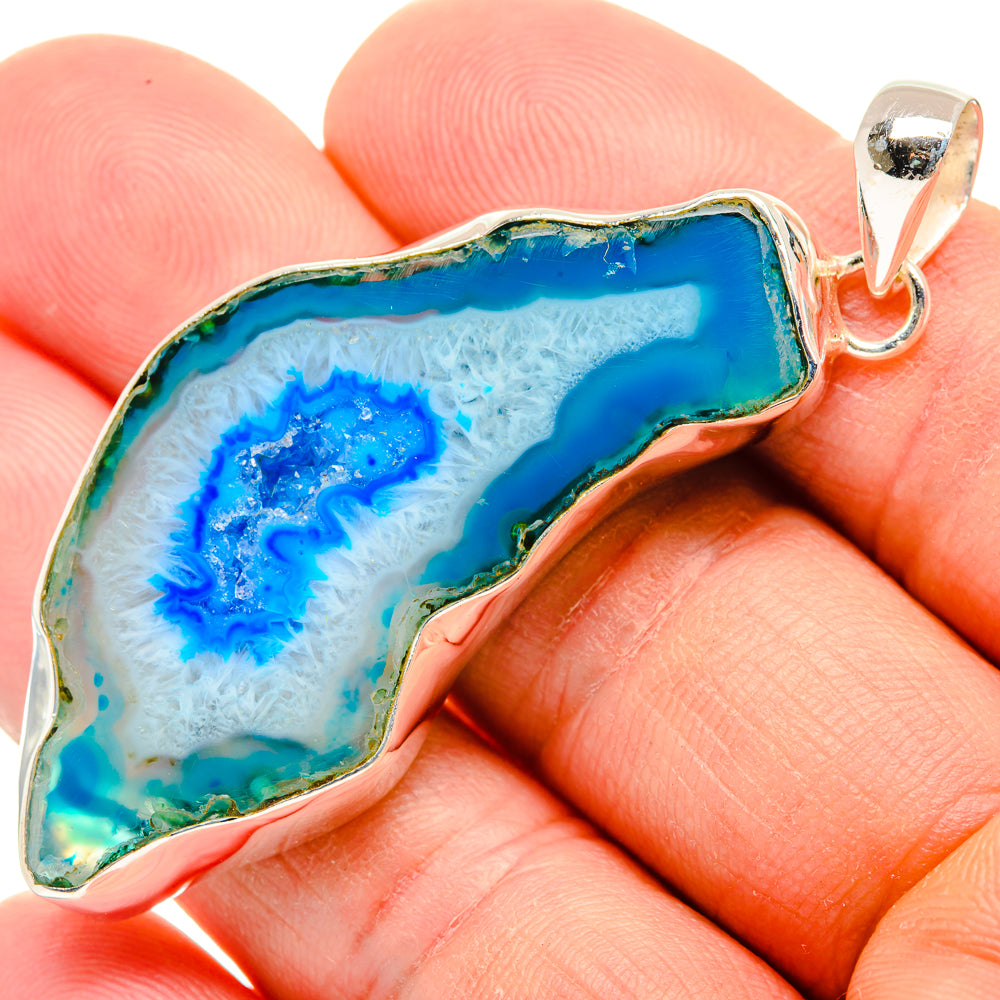 Blue Geode Slice Pendants handcrafted by Ana Silver Co - PD29176