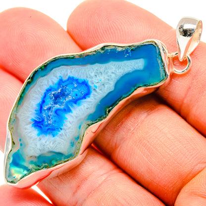 Blue Geode Slice Pendants handcrafted by Ana Silver Co - PD29176