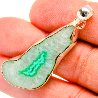 Green Geode Slice Pendants handcrafted by Ana Silver Co - PD29179