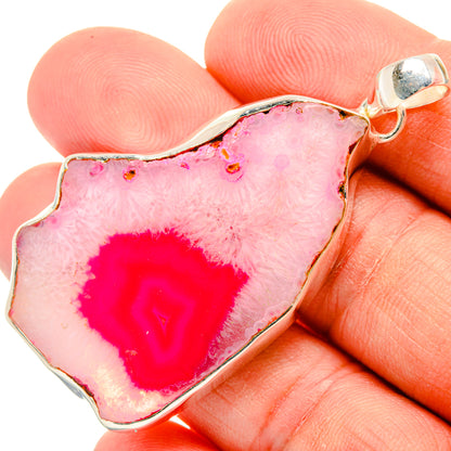 Pink Geode Slice Pendants handcrafted by Ana Silver Co - PD29180