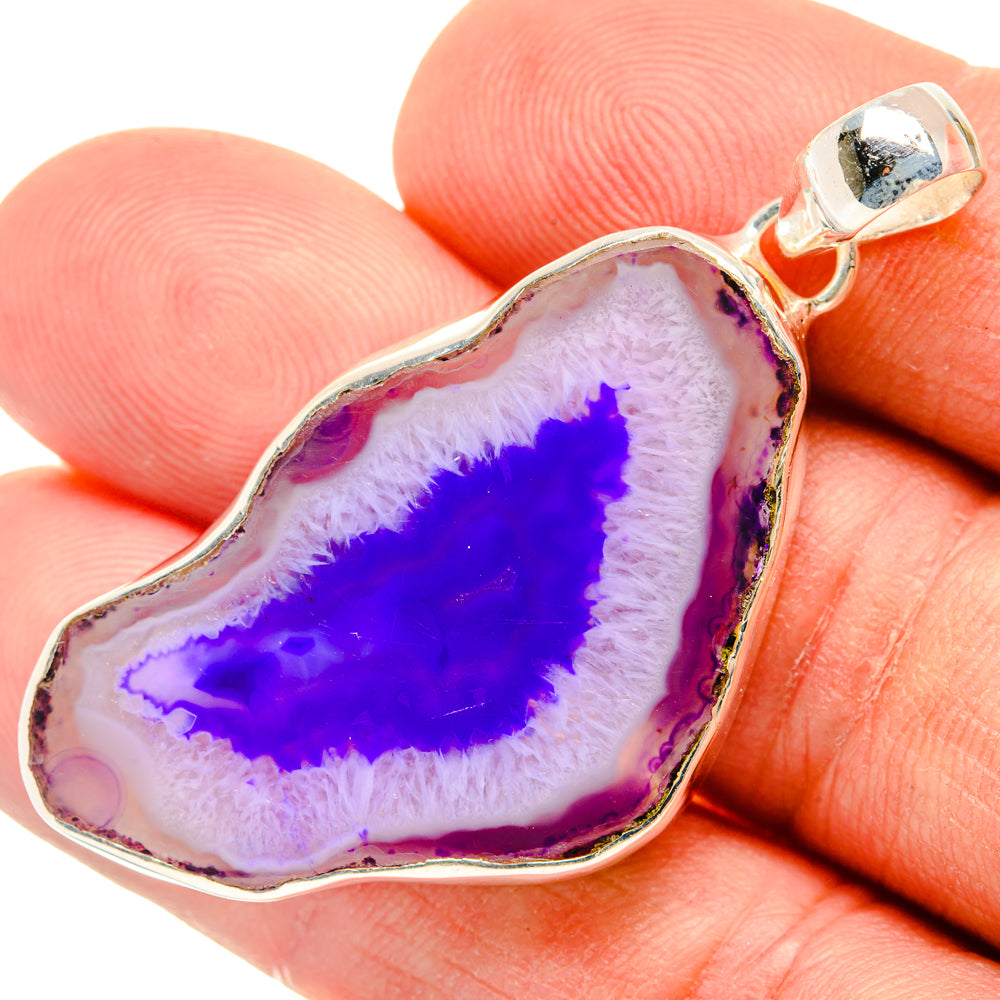 Purple Geode Slice Pendants handcrafted by Ana Silver Co - PD29181