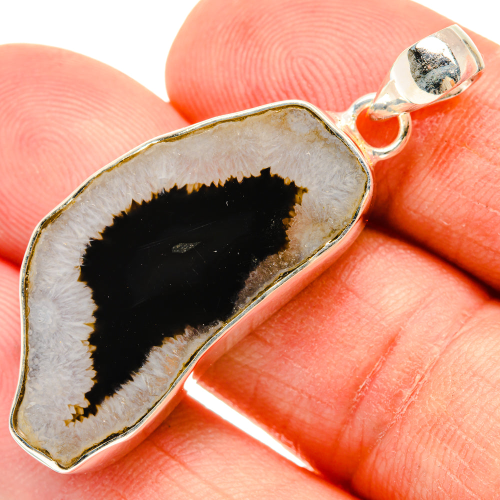 Black Geode Slice Pendants handcrafted by Ana Silver Co - PD29188