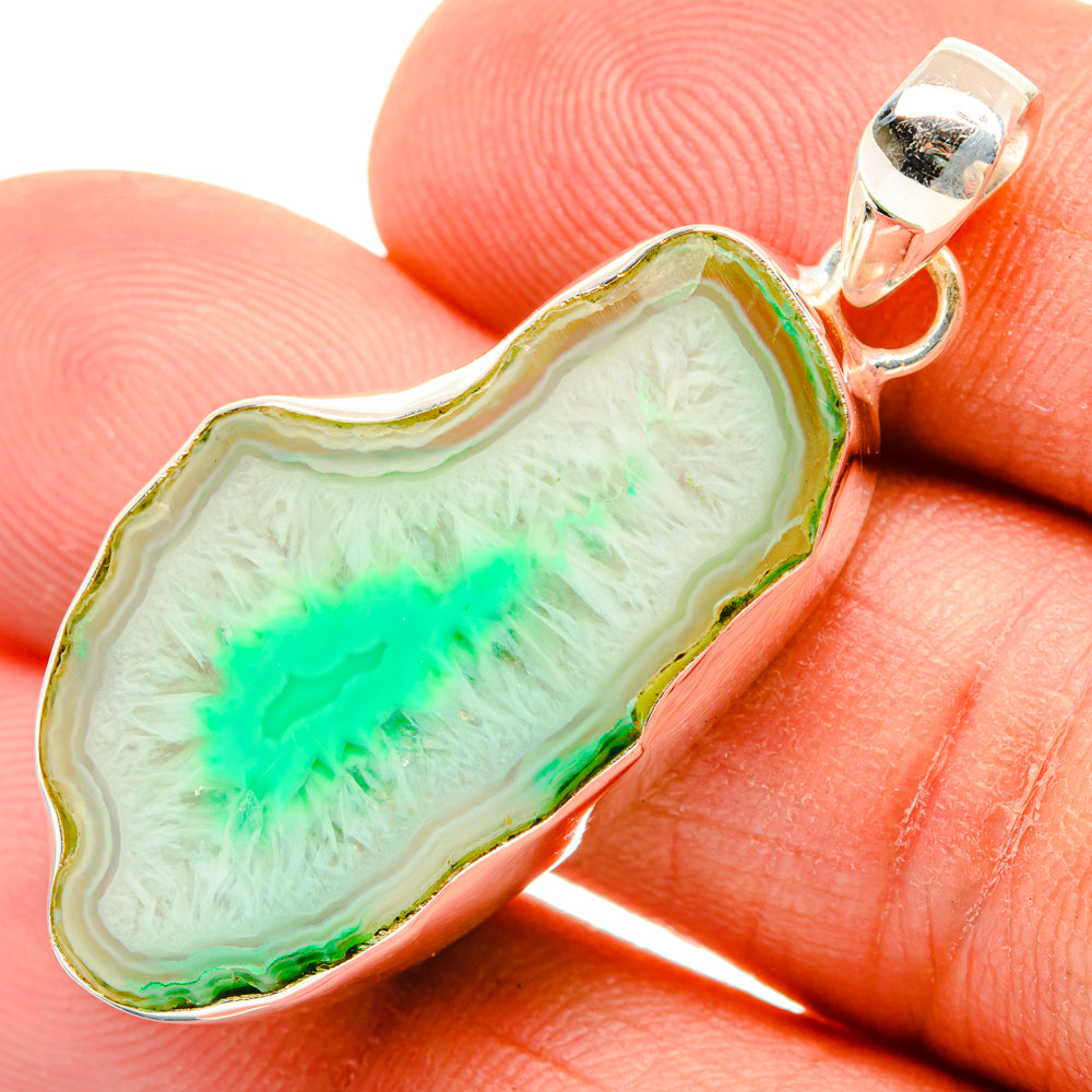 Green Geode Slice Pendants handcrafted by Ana Silver Co - PD29189