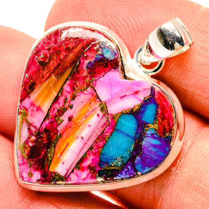 Kingman Pink Dahlia Turquoise Pendants handcrafted by Ana Silver Co - PD29192