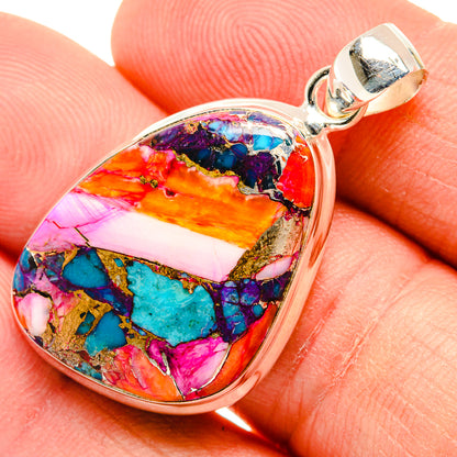 Kingman Pink Dahlia Turquoise Pendants handcrafted by Ana Silver Co - PD29193