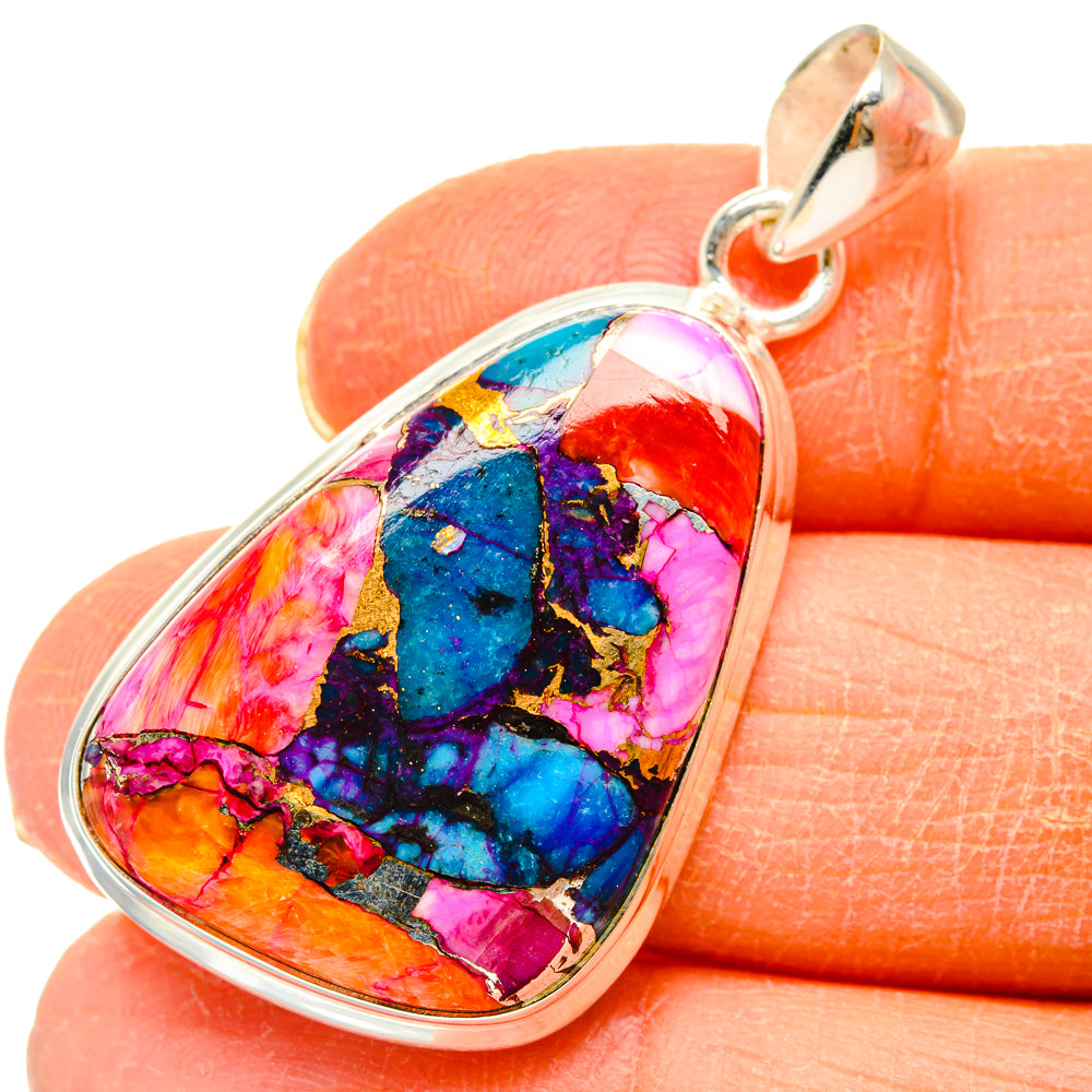 Kingman Pink Dahlia Turquoise Pendants handcrafted by Ana Silver Co - PD29197